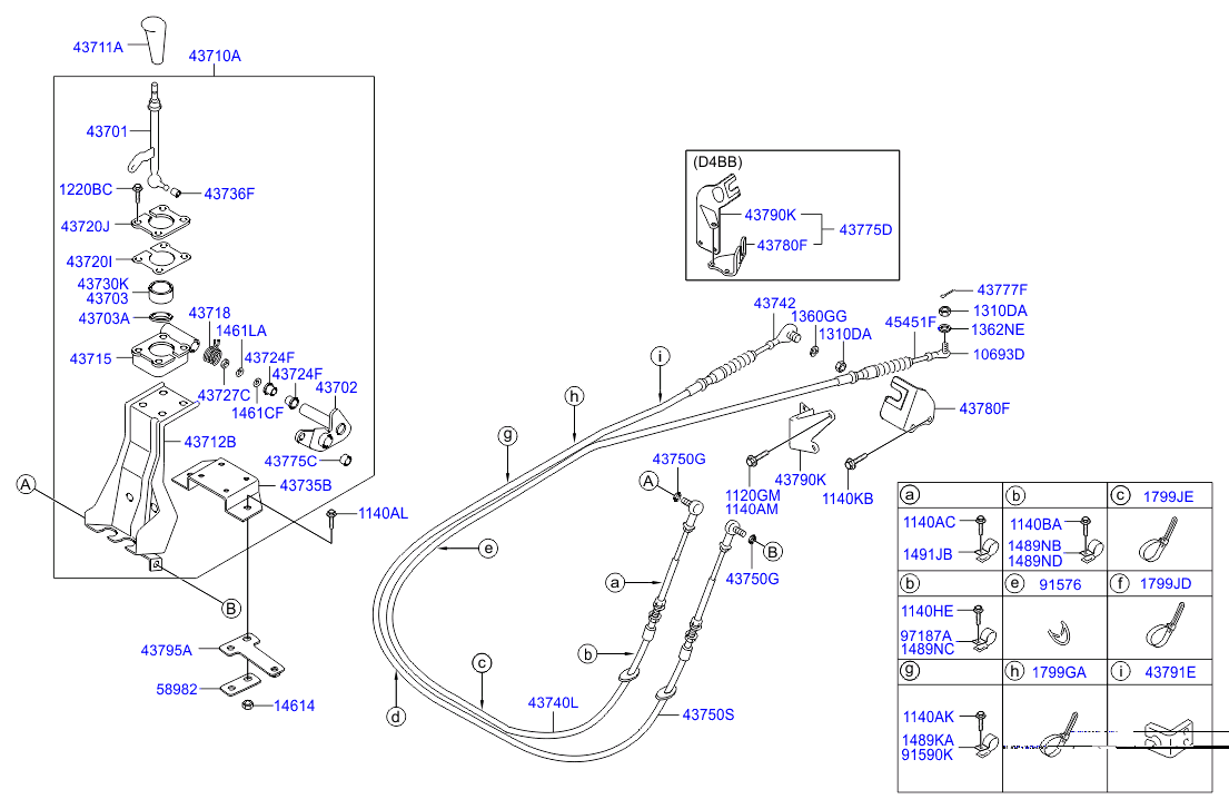 Схема устройства механизма переключения передач HD78