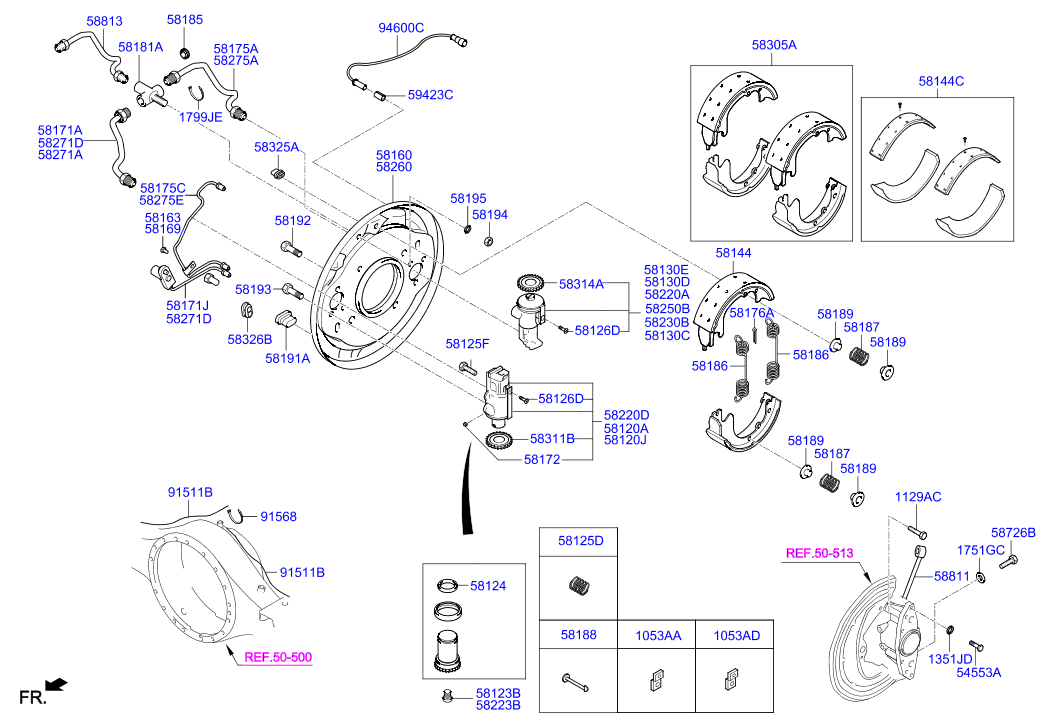Схема устройства тормозных колодок HD78 