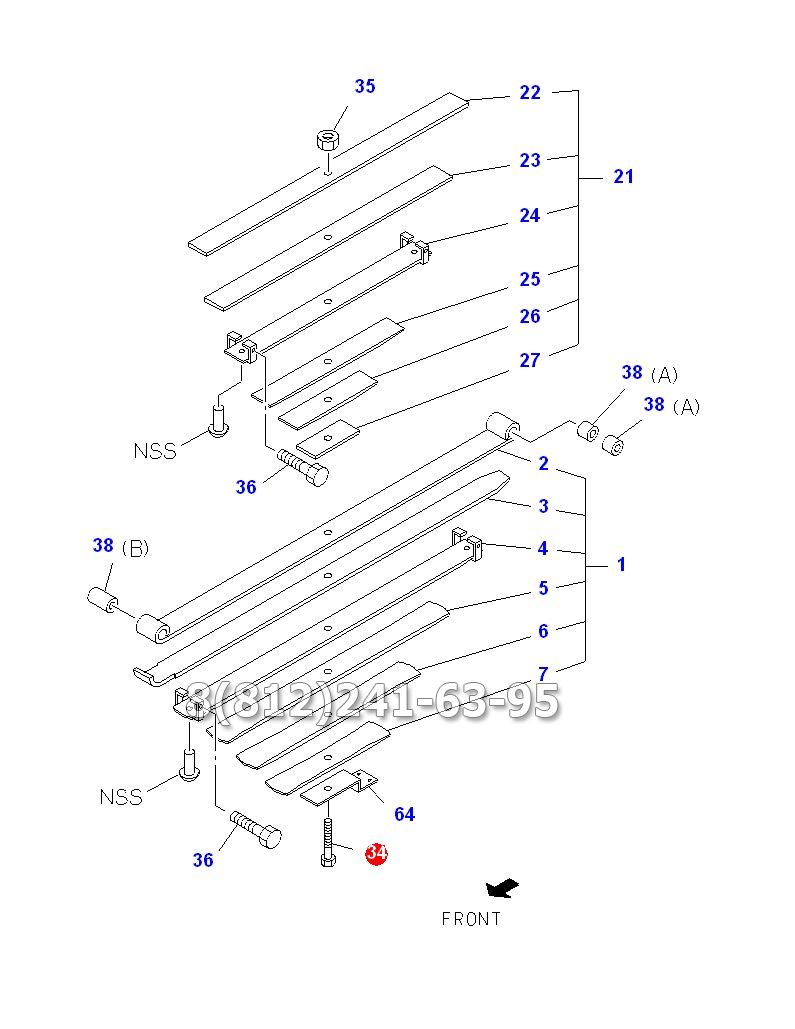 Болт рессоры задней стяжной (M12x135) ELF/NPR75 ISUZU